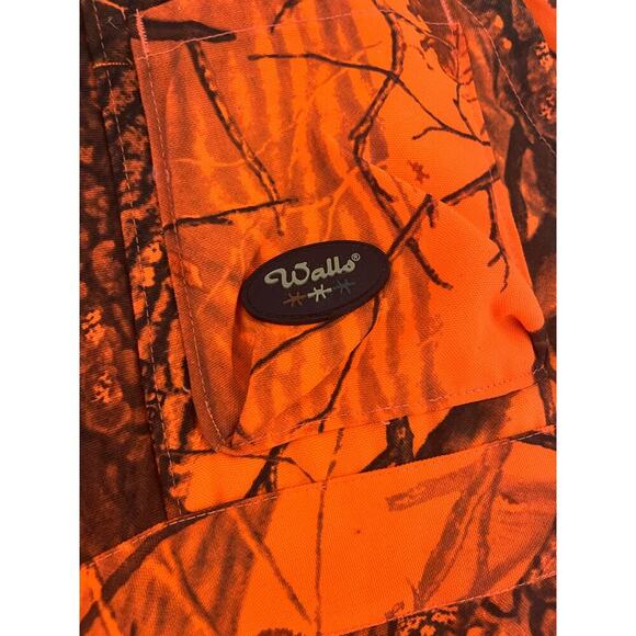 Walls Reversible Camo Hunting Bib Overalls Large Sporting Orange Pockets Utilty - Picture 12 of 13